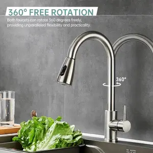 Pull-out faucet kitchen hot and cold stainless steel vegetable sink sink double water outlet retractable rotatable faucet