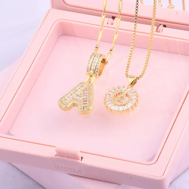 Initials Necklace with Box, 26 Letters Pendant Necklace, Alphabet Letter Necklace for Women & Girls, Fashion Jewelry for Party, Daily Decor, Trendy All-match & Exquisite Jewelry for Birthday Gift, Personalized Initial Necklace, Fashionable Accessory