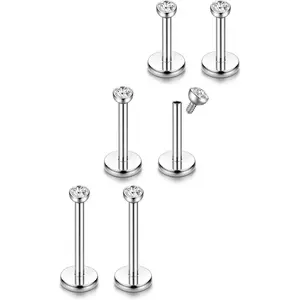 18G 6-10MM Stainless Steel Lip Rings Nose Studs Piercing Internally Threaded