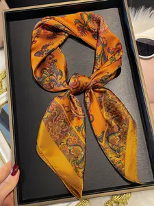 Floral Print Scarf for Women, Boho Style Scarf, Casual Soft Scarf, Soft Silk-Like Hairband, Fashionable Head Wrap & Neck Scarf, All-Season Woven Fabric Accessory