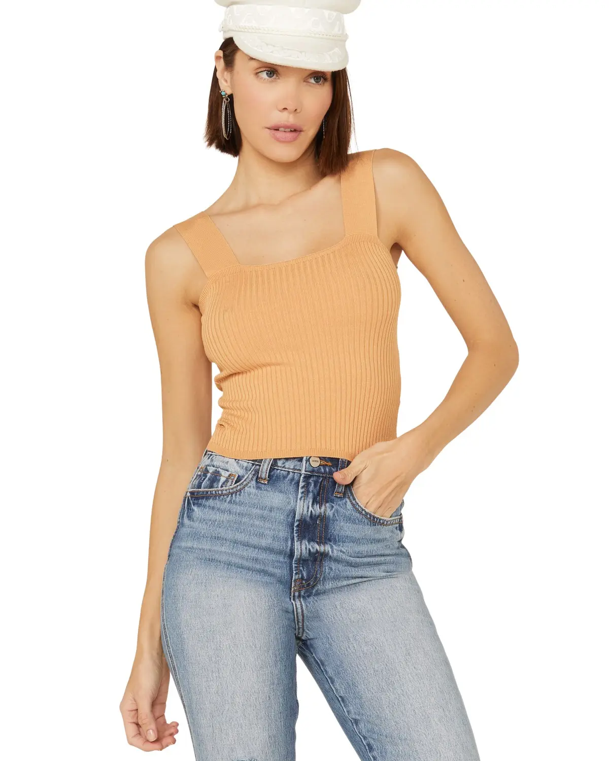 Shyanne Women's Women'S Ribbed Knit Sweater Tank Top - Swsp22sw34-Bge