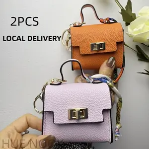 2PCS Mini Bag Versatile Hanging Design Perfect for Bags Keys or Any Other Spot Stylish Convenient Accessory Compact Functional Gift Pu Leather Handbag Leather Satchel Purse Multifunctional Portable Bag