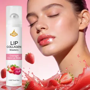 15ML Collagen Lip Sleeping Mask Glossy Balm, Infused with Collagen & Niacinamide, Softens Lips, Long-Lasting Hydration, Overnight Repair