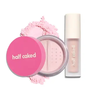 Half Caked Makeup Star Bright Under Eye Brightener (4.8ml, choose shade) + Loose Setting Powder (8.2g, pink) - Vegan & Cruelty-Free