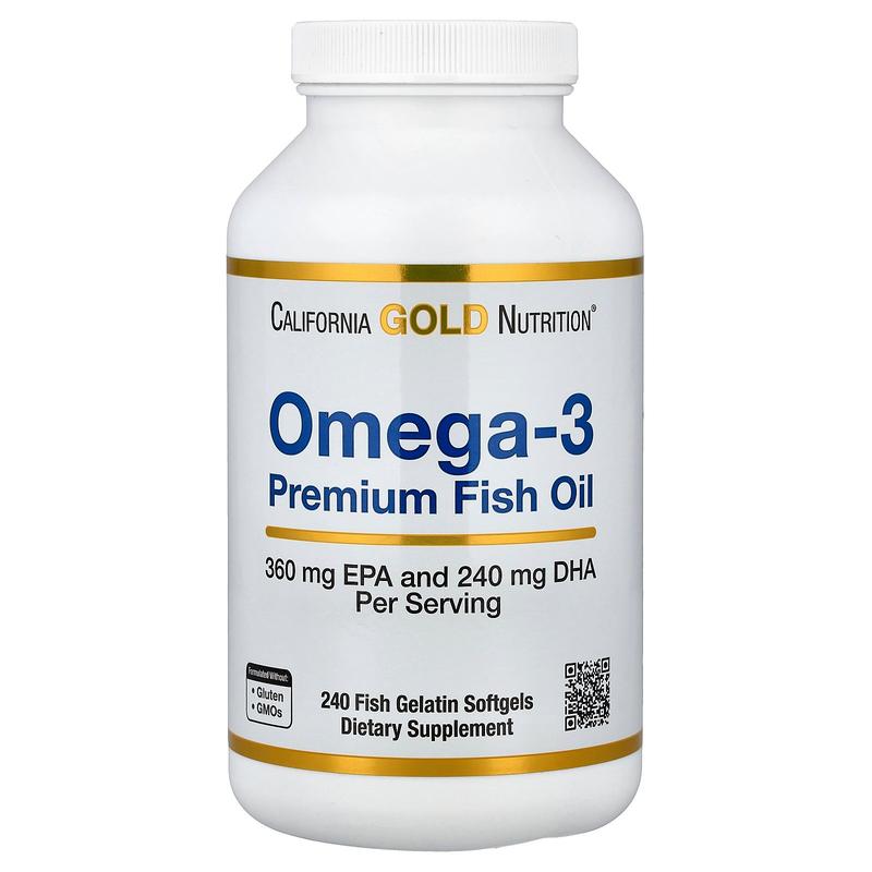 California Gold Nutrition Omega-3, Premium Fish Oil, 240 Fish Gelatin Softgels