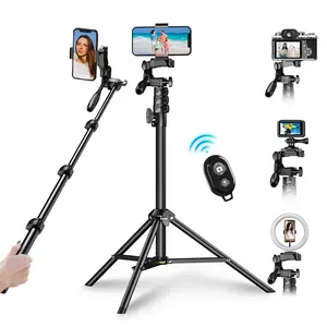 Apexel 70" Phone Tripod for iPhone/Android & Selfie Stick with Remote, Upgraded Stand, compatible with iPhone, Android, GoPro, camera, or even a ring light