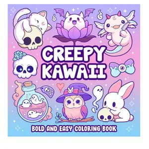 Creepy Kawaii Bold And Easy Coloring Book: Cute and Spooky Pastel Goth Simple Coloring Pages for Adults and Teens Whimsical Illustrations