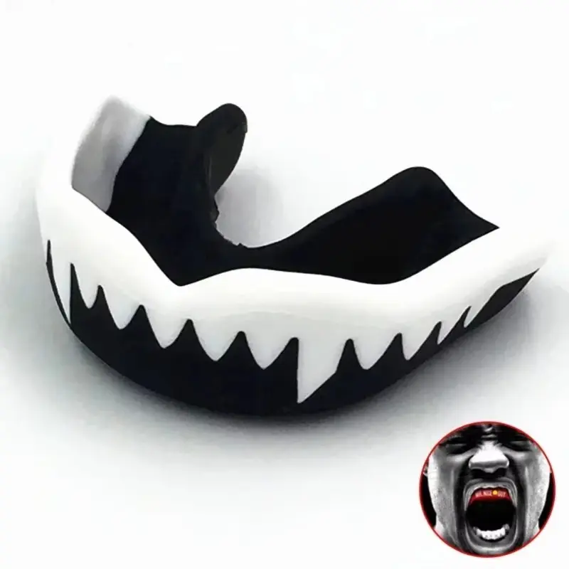 1-Piece EVA Cuttable Dual-Color Sports Mouthguard Boxing/Sanda Mouthguard Shark-Tooth Training Mouthguard Sports Mouthguard Boxing Training Equipment Boxing Equipment For Training Moldable Mouth Guard Mouthguard Molding Boxing Training Gear