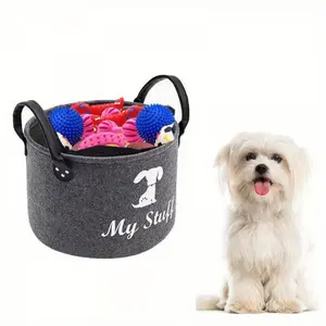 Foldable Pet Toy Storage Basket, Carry Basket, Large Capacity Pet Toy Storage Box, Dog & Cat Accessories for Home & Outdoor Travel, Valentine's Day Gift
