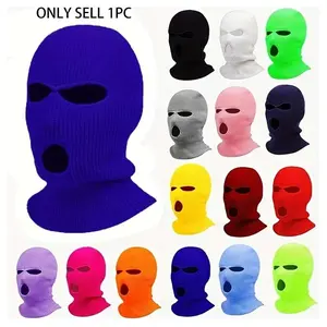 1pc Embroidered Letter Knit Balaclava Headwear - 3-Hole Ski Mask for Men & Women, Full Face Cover Winter Warmth, Breathable Outdoor Sports Mask for Skiing,Cold Weather Activities, Winter Face Mask, Protective Gear, Modern Sporty Style
