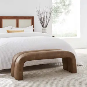 Dax 50.5" Vegan Leather Upholstered Accent Bench in Brown