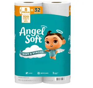 Angel Soft Toilet Paper, 8 Mega Rolls  32 Regular Rolls, Soft and Strong Toilet Tissue Sheets