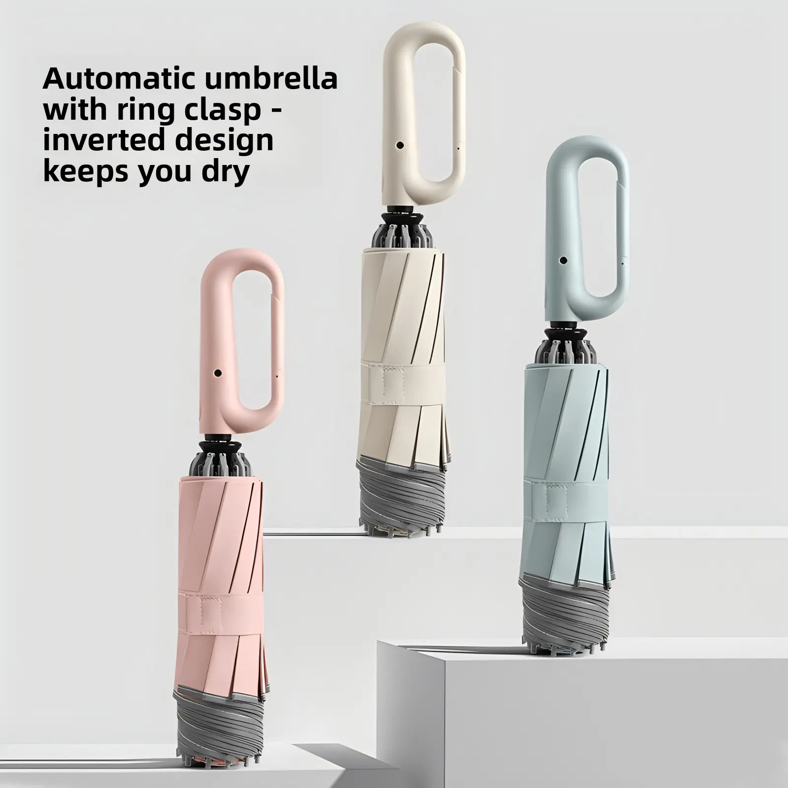 Business Automatic Umbrella - Solid Color, Large Size Windproof Umbrella with Ring Buckle, Reinforced & Durable Business Automatic Umbrella - Solid Color, Large Size Windproof Umbrella with Ring Buckle, Reinforced & Durable