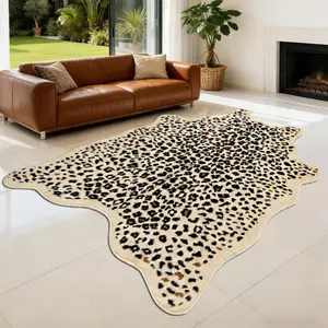Print Rug, Leopard Area Rug  Print Mats Faux Cowhide  Carpet for Bedroom,  Office, Living Room, 5.2ft x 6.6ft