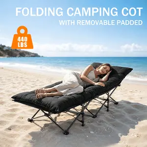Folding Camping Cot with Removable Padded Mattress, Heavy-Duty Foldable Portable Cot with Carry Bag for Adults, Foldable Portable Chairs Alternative for Camping & Home