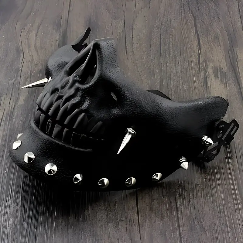 Cool Motorcycle Mask Set, Cyberpunk End-Of-The-World Adjustable Half Face Mask, Suitable for Men, Halloween Role Play, Motorcycles, Rave Parties