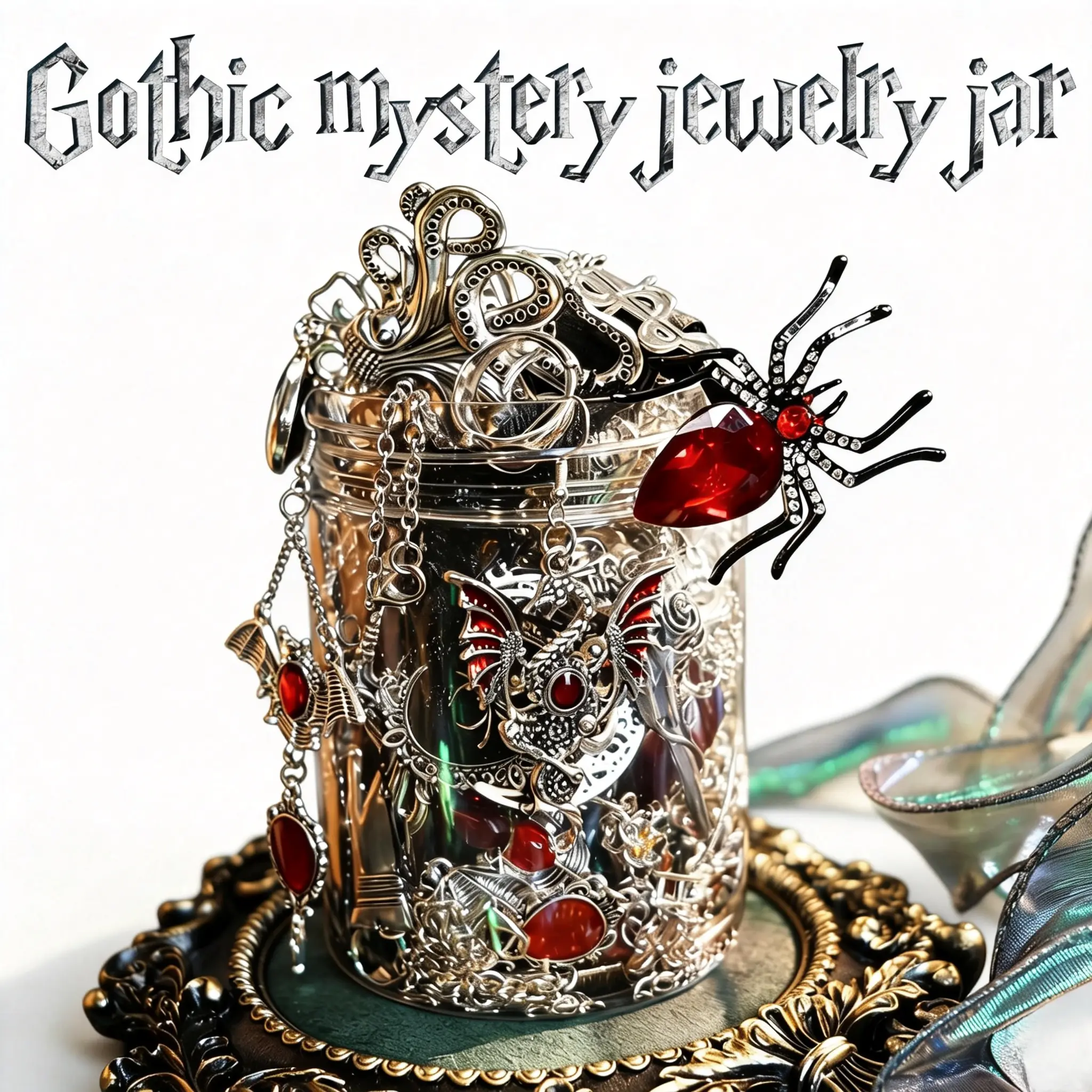 Miomi Gothic Witch Mystery Jewelry Jar Set - Costume Ring ecklaces Earrings for Decorative ,Unique Bi thday Gift SpringStatements, womens gifts, emo accessories ,gifts for girlfriend Glass Jar Cookie Jar