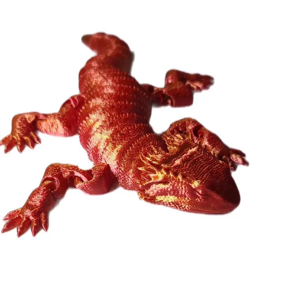 Red and Gold Dule Color Bearded Dragon Figurine - Unique Decorative Piece