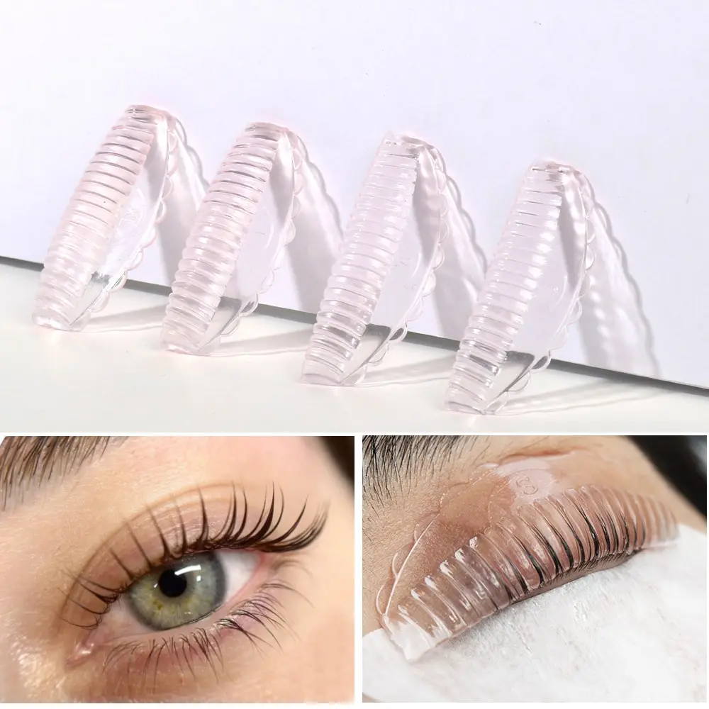 8Pcs/4Sizes Self Sticky Lash Lift Pads Curling Lashes, Eyelash Perm Rods No Glue Lash Lift Shields, Reusable Soft Silicone J&L&B& D Curls Cosmetic Makeup Beauty Tool, Beauty Lash Curler Cosmetic Tools (Pink&Green&Yellow)