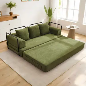 Korser 76" Convertible Boneless Sofa Bed, Fold Out Loveseat Sleeper Couch with Pillow,4-in-1 Modular Comfortable Chenille Fabric Foldable Large Floor Mattress,  Lazy Chair for Living Room Bedroom