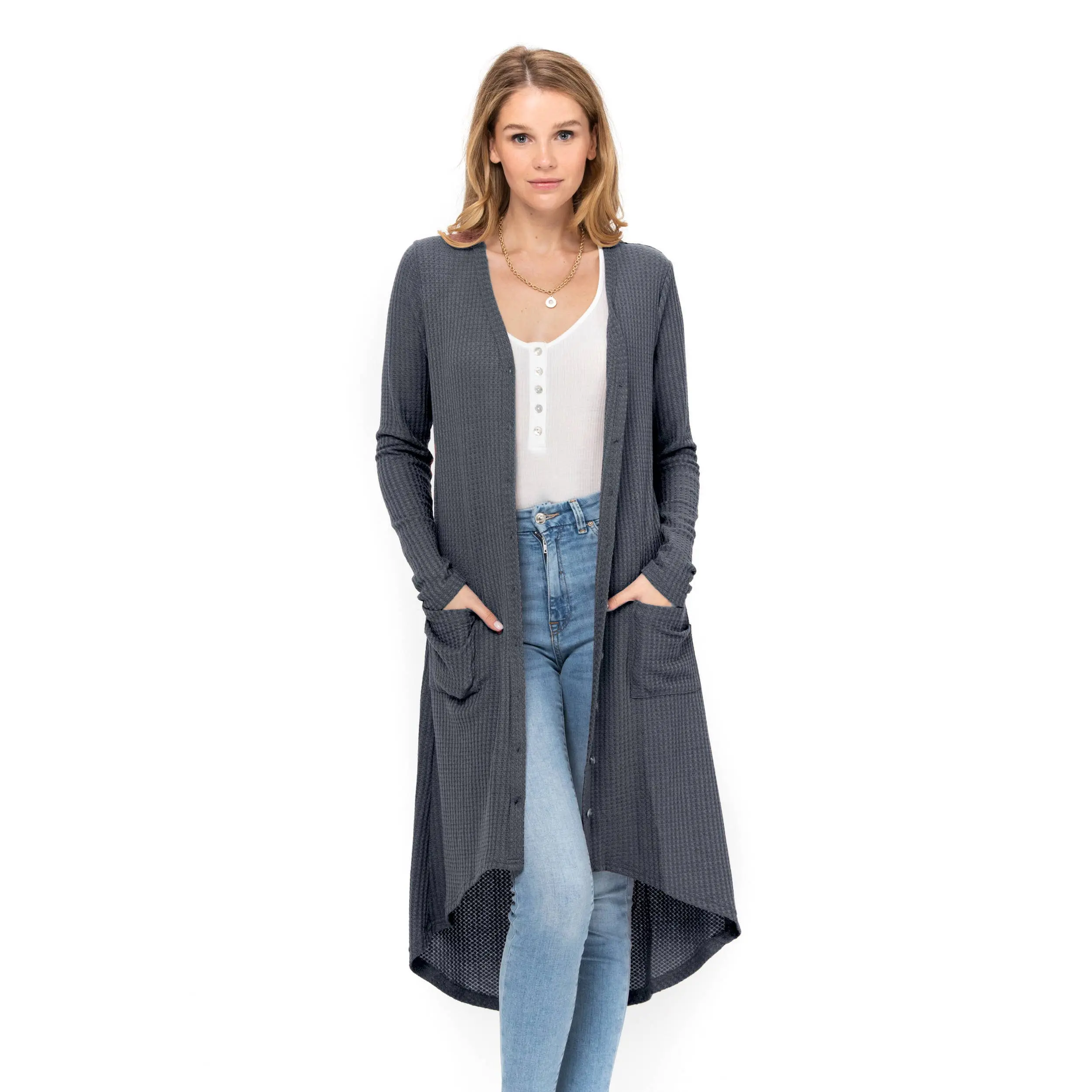 Long Sleeve Button Down waffle Cardigans with Pockets cute sweaters oversized sweater solid color casual cardigan