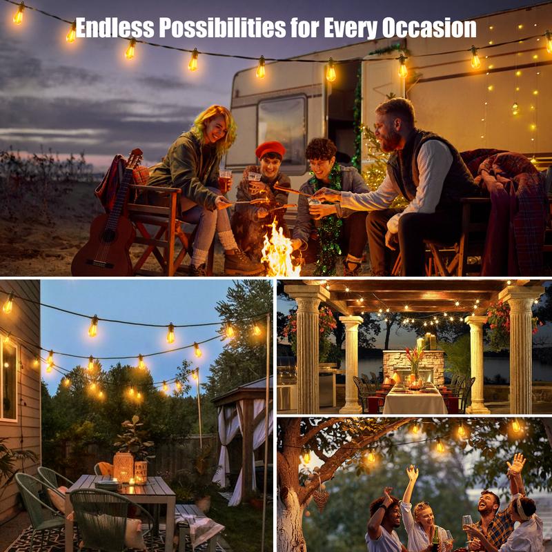 Brightown 100FT Outdoor String Lights LED Patio Lights with 50 Shatterproof ST38 Edison Bulbs Dimmable Waterproof for Backyard Deck Garden Party Xmas Decor