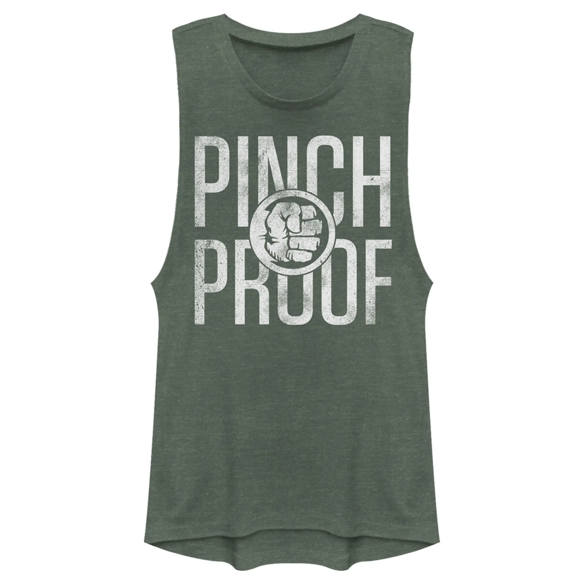 Juniors Womens Marvel St. Patrick's Day Hulk Pinch Smash Festival Muscle Tee
