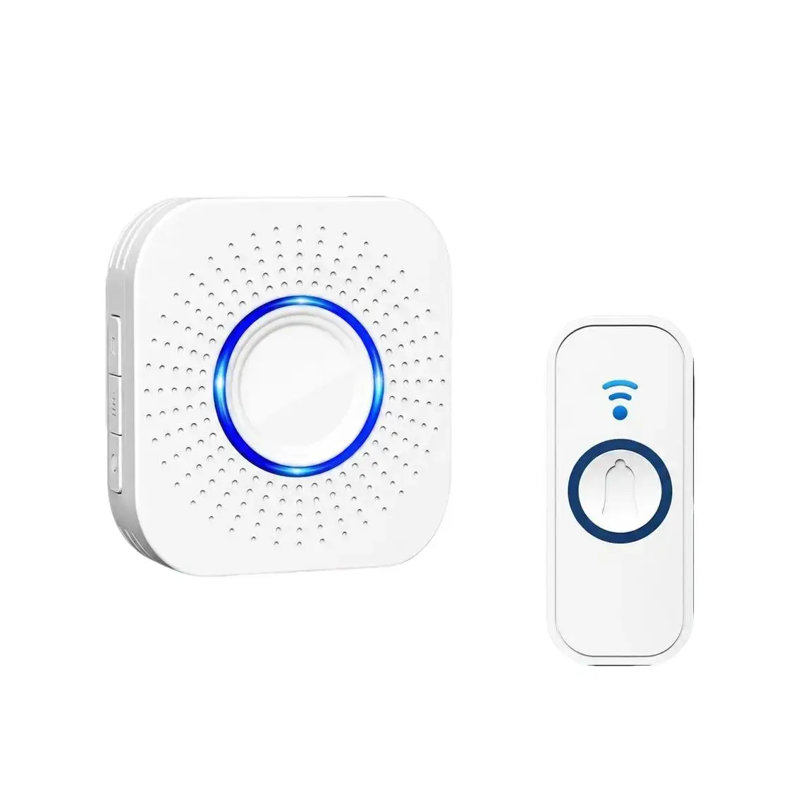 Wireless Battery-Powered Mini Square Doorbell Kit - Plastic Body, 1000ft Range, 110dB, Mute Mode, 5 Volume Levels, 32 Chimes, Waterproof, Colorful LED Flashing, Both Indoor/Outdoor Use for Home & Hearing-Impaired