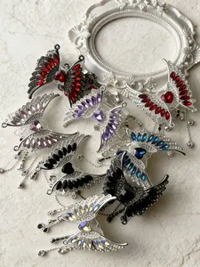 1 Pack Alloy Angel's Wings Focal Bead with Artificial Crystal, Bling Rhinestone Bead, DIY Jewelry Making Supplies, DIY Beading Accessories, Beads Charms