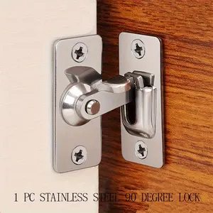 2-Pack 90 Degree Stainless Steel Door Latch with Screws, Right Angle Slide Bolt Lock for Sliding Doors, Garages, Windows, Villas, Bathrooms, Cabinets, Bedrooms - Metal Lock Replacement Parts with Application Control Method
