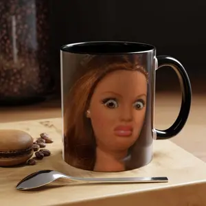 Doll Face Mug Disgusted Barbie Coffee Cup Weird Unhinged Humour Gift Surreal Meme Mug Funny Gift for Friend Novelty Mug