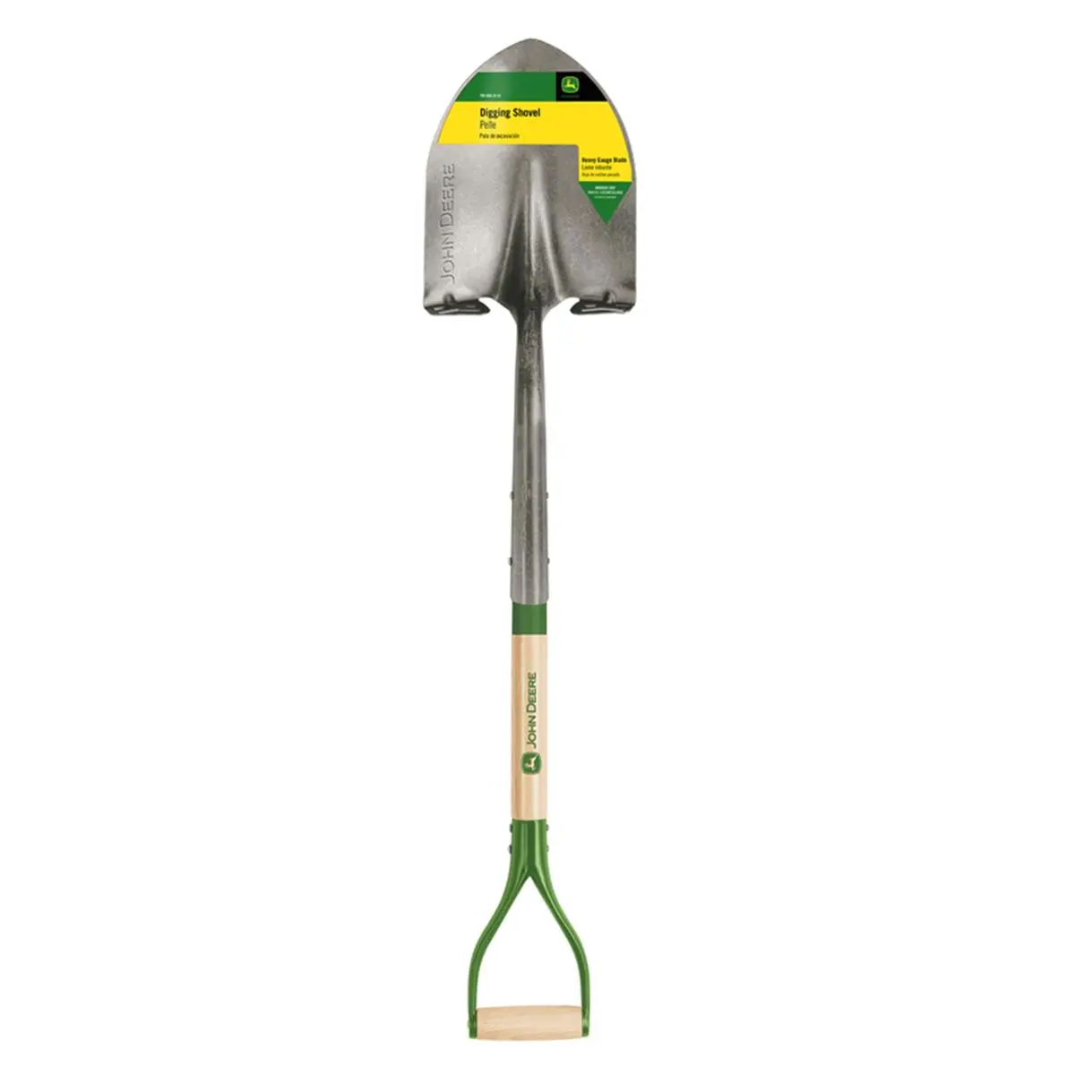 212 MAIN 7005573 42 in. Steel Digging Shovel - 4.5 lbs. Wood D-Handle, Green Steel Blade, Extended Pro Socket, Large Turn Steps for Construction, Garden Work