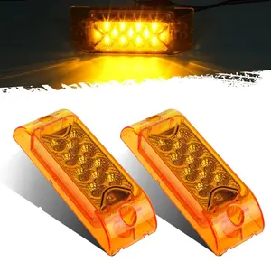 Partsam 2Pcs 6" Amber 13 LED Reflective Rectangle Side Marker Clearance Light, 6x2 Turn Siganals LED Marker lights for Trailer Truck RV Camper Motorhome, 12V