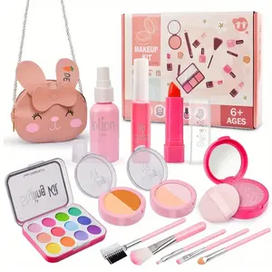 Chemical-Free Makeup Game Set, Role-Playing Beauty Accessories Toy, Kids Vanity, Includes Handbag and Game Vanity Box, Ideal Gift