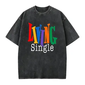 Living Single Graphic Cotton T-Shirt - Bright Colored Lettering