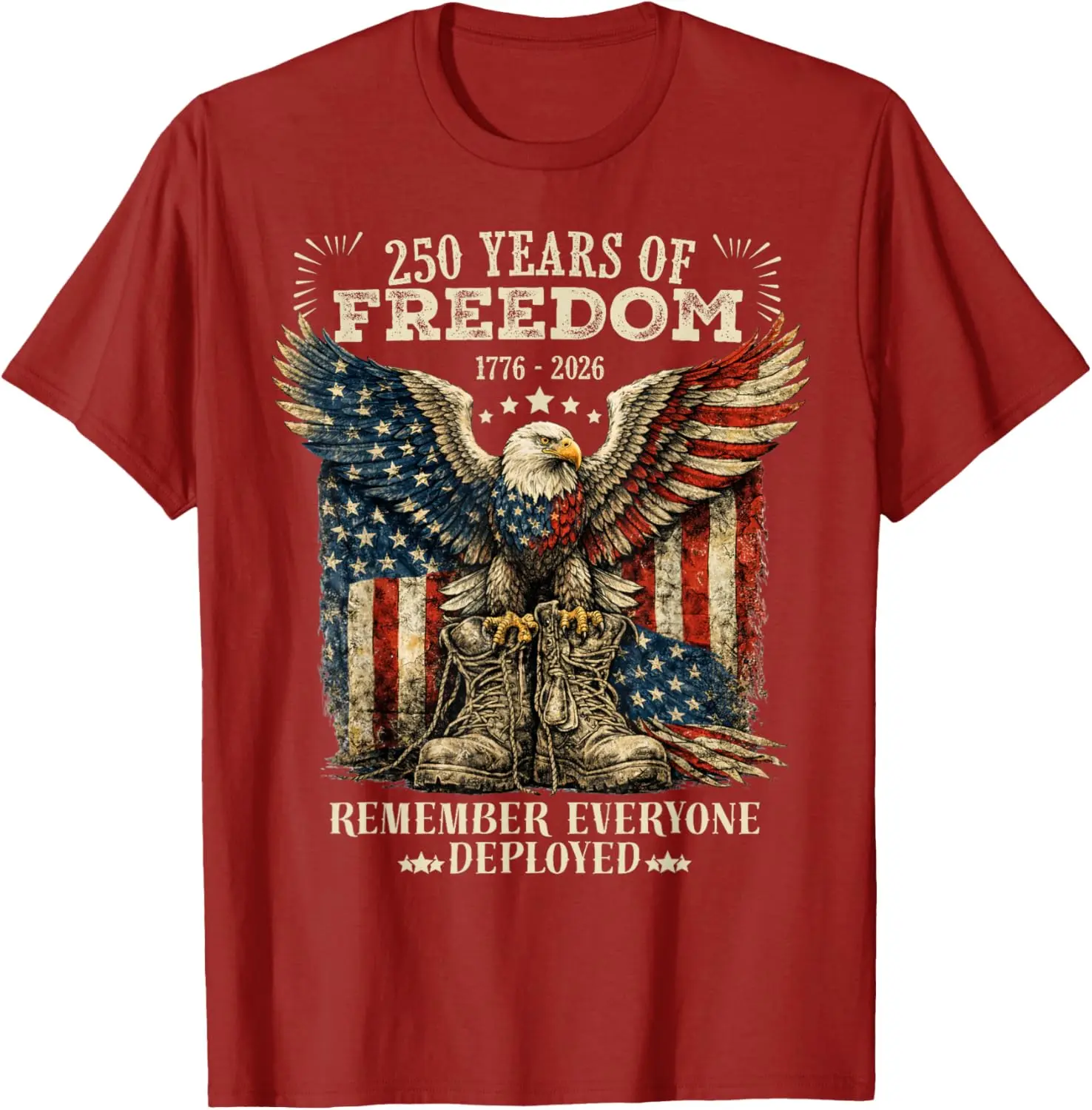 250 Years America Anniversary Remember Everyone Deployed T-Shirt - Cotton Fabric Men Woman Youth Boys Girl Kid T-shirt