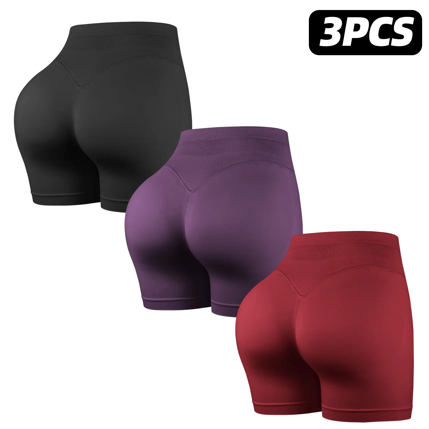 3PCS-Black+Purple+Red