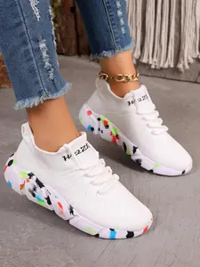 Women's Fashionable Lace Up Low Top Sneakers, Casual Breathable Comfortable Contrast Mesh Sports Running Shoes, All-match Basic Shoes for Daily Wear,  Fall Shoes