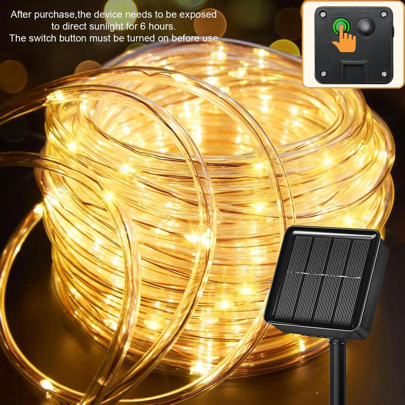 GO VIRAL!  39FT Solar Rope Lights - NO WIRES, NO BILLS!  Waterproof,8 Modes for Patio, Garden, Fence. Perfect for Parties!