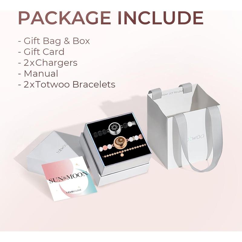 TOTWOO Long Distance Touch Bracelets for Couples, Vibration and Light for Love Couples, Gifts for Girlfriend, Bluetooth Pairing, Jewelry