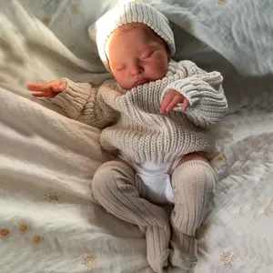 Realistic Asleep Reborn Doll, 1 Set 20 Inch Alive Soft Silicone Newborn Bebe & Accessories, Cute Bedtime Toy, Birthday Gift For Child, Realistic Baby Dolls