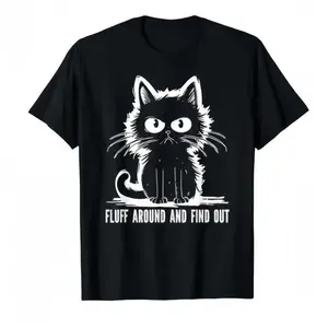 Funny Cat Shirt Fluff Around And Find Out Gifts Men Women T-Shirt "Fluff Around And Find Out" Graphic Tee, Cute Yet Savage Cat Attitude Shirt, Sarcastic Humor Tee for Men Women, Perfect Gift for Cat Lovers