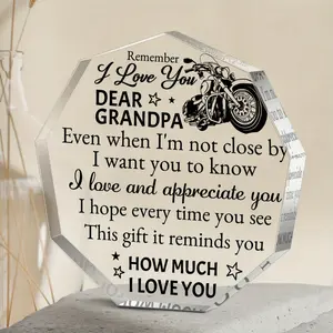 Motorcycle Design Acrylic Ornament, Motorcycle Gift for Grandpa, Grandpa Gift from Grandkids, Birthday Gift, Gift for Grandpa, Vintage Plaque Decor