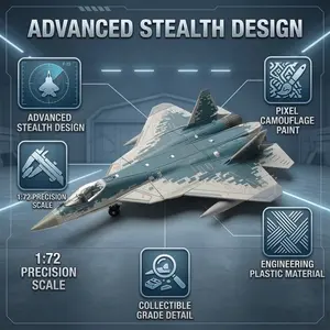1:72 Su-57 Aircraft Model with Base, Durable Plastic, Adult Collection, Desk Decor, Gift for Aviation Enthusiasts, Classic Style, Precision