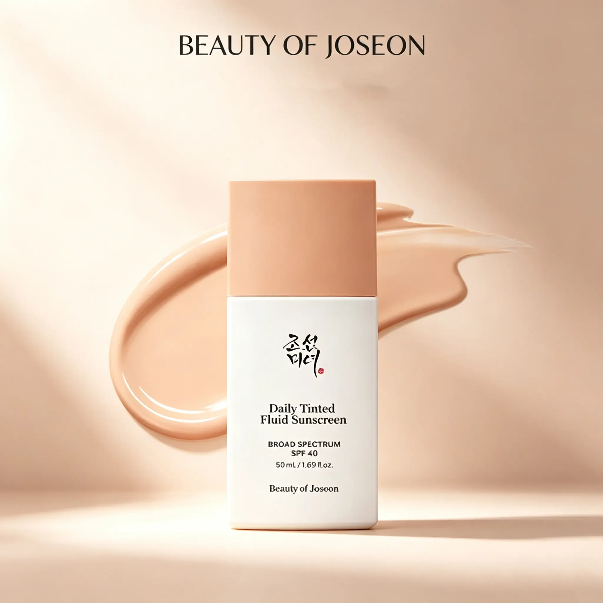 Beauty of Joseon Daily Tinted Fluid Sunscreen 50mL, OTC Certified SPF 40 Broad Spectrum Mineral Sunscreen, Natural Tinted Glow Finish, Lightweight Daily Sun Protection, Multi‑Use Makeup Primer for All Skin Types
