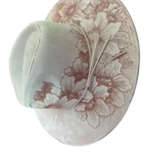 Unisex Custom Crafted Cowboy Hat - Vegan Suede, Blush Pink Floral Pattern, Custom Burnt Flower Accents, Teardrop Crown, Adjustable Band, 1-Size-Fits-All, 15.5in Long, 14.5in Wide, 3.5in Brim