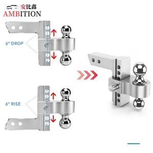 Trailer Arm Suit Aluminum Alloy Anodized Silver Drop6 Adjustable Square Mouth 2-6inch Double Ball Head