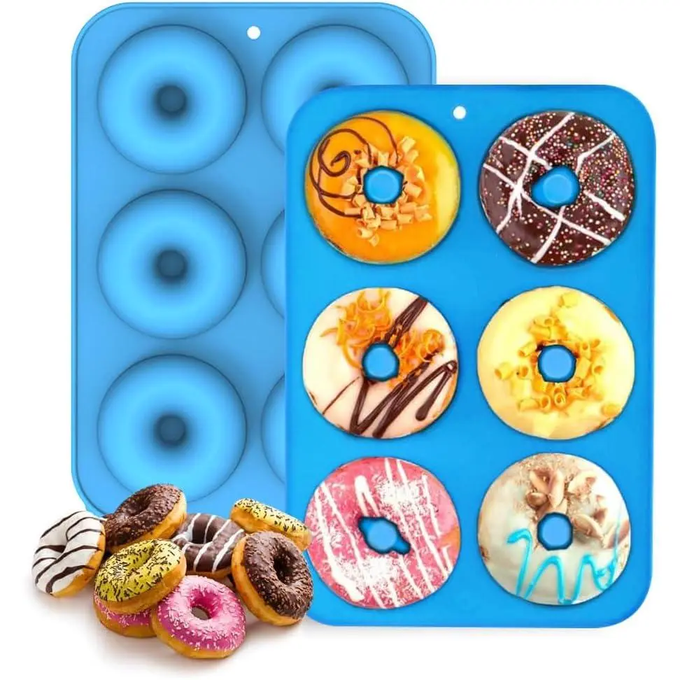 Donut Pan, Non-Stick Mold, Donut Mold for 6 Full-Size Baking  Shaped Doughnuts - Cake Biscuit Bagels 2 count, Blue