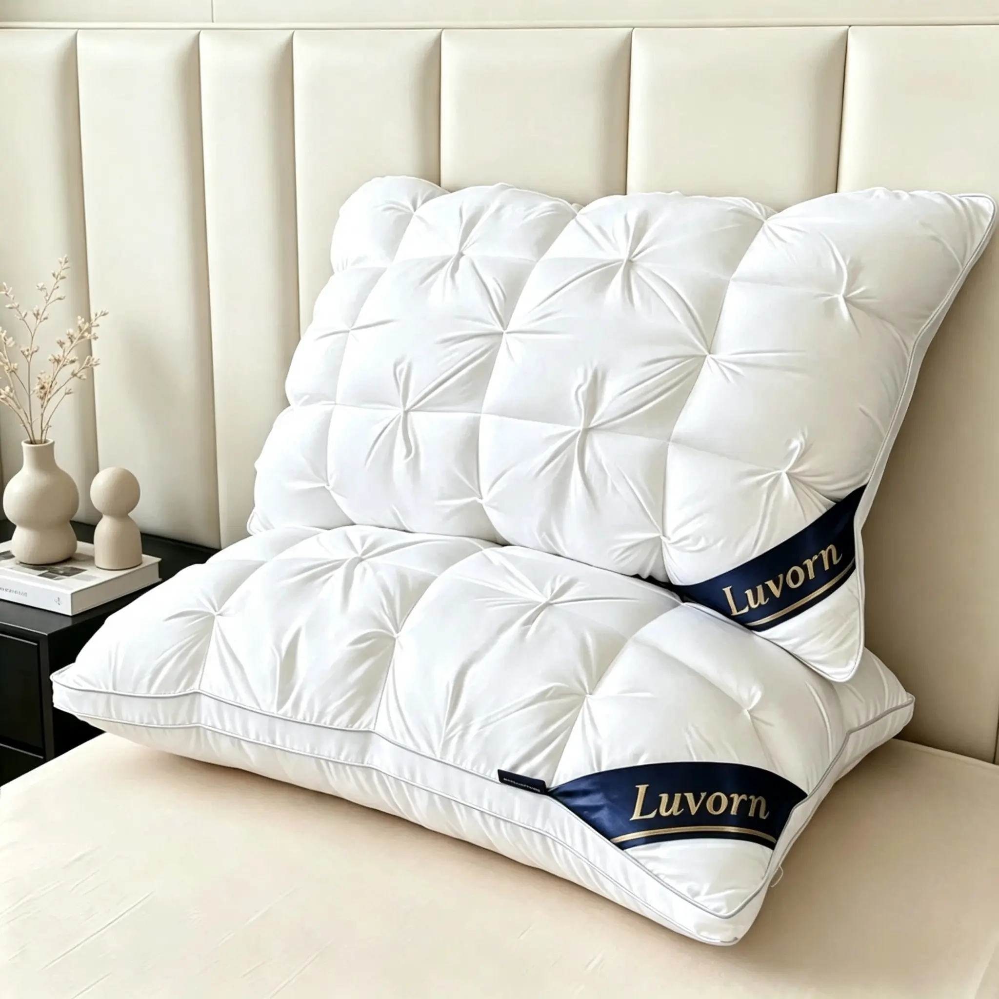 2-Piece/4-Piece Hotel Series Deep Sleep Pillows: Designed for neck support that doesn’t flatten, hypoallergenic, cool, and breathable. Suitable for side, back, and stomach sleepers. 900 grams of ultra-fluffy comfort.