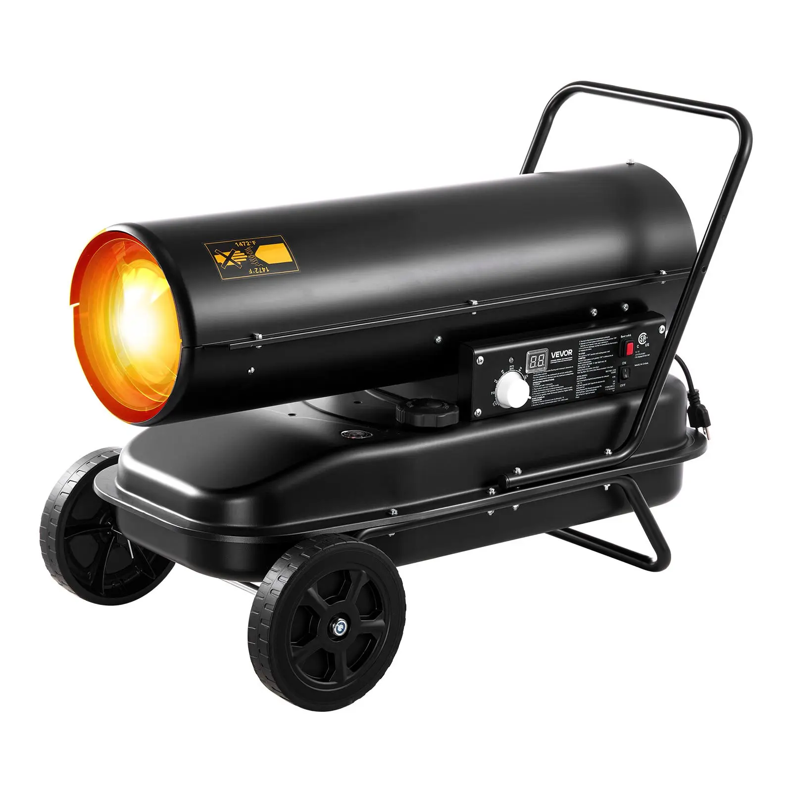 【Summerfinds】VEVOR 125000 BTU Forced Air Kerosene Diesel Heater, Portable Torpedo Space Heater with Wheels & Adjustable Temp, Blower-Type for Jobsite/Garage/Warehouse/Workshop Construction /Outdoor Heating,Black